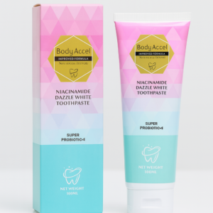 Body Accel Niacinamide Whitening Toothpaste 100ml – Advanced Stain Removal With Probiotics For Bright Smile & Fresh Breath