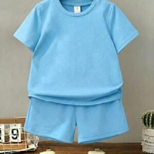 Kids Plain Summer Tracksuit Set – Soft Cotton Blend Half Sleeve T-Shirt & Comfortable Shorts Co-Ord Outfit for Boy