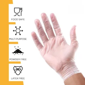 Safety Fine Disposable Vinyl Gloves – Clear, Powder-Free | Food Prep & Hygiene Use