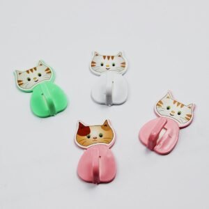 12 Pcs Cat Kitty Wall Hooks – Metallic Wall Hooks for Keys, Kitchen, Bathroom, and Home Organization (Random Colors)