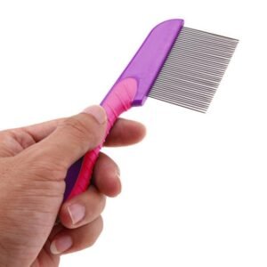 100% Stainless Steel Needles Anti Lice Comb – Ergonomic Handle, Safe Rounded Tips, Reusable & Clinically Proven for Men & Women (Random color)